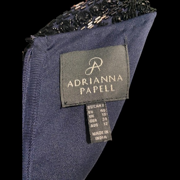 ADRIANNA PAPELL Black Maxi Dress w/Beaded Bodice Size 8 - Picture 10 of 13